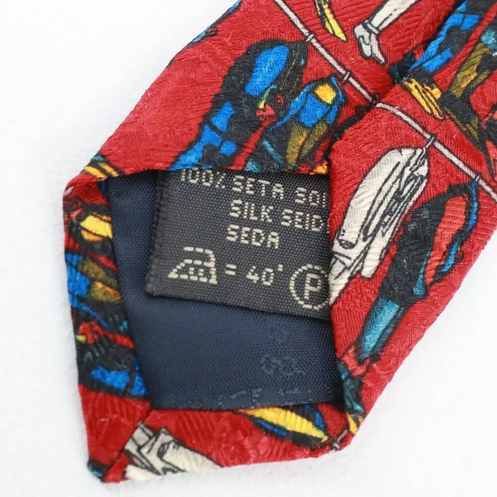 Ermenegildo Zegna Ties Mens Red Silk 60 in Graphic Hanging Suits Wetsuit Flipper